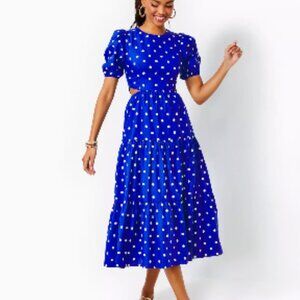 Lilly Pulitzer Lyssa Cotton Midi Dress Blue Grotto Size 10 NWT